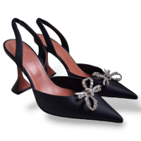 Slingback Amina Muaddi Rosie Cetim Preto-39
