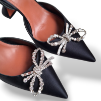 Slingback Amina Muaddi Rosie Cetim Preto-39