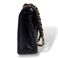 Bolsa Chanel Double Flap Preta Vintage Ferragens Douradas