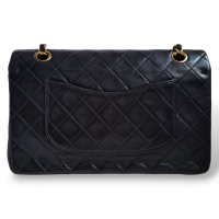 Bolsa Chanel Double Flap Preta Vintage Ferragens Douradas