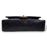 Bolsa Chanel Double Flap Preta Vintage Ferragens Douradas