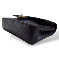 Bolsa Chanel Double Flap Preta Vintage Ferragens Douradas