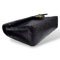 Bolsa Chanel Double Flap Preta Vintage Ferragens Douradas