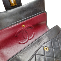 Bolsa Chanel Double Flap Preta Vintage Ferragens Douradas