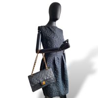 Bolsa Chanel Double Flap Preta Vintage Ferragens Douradas