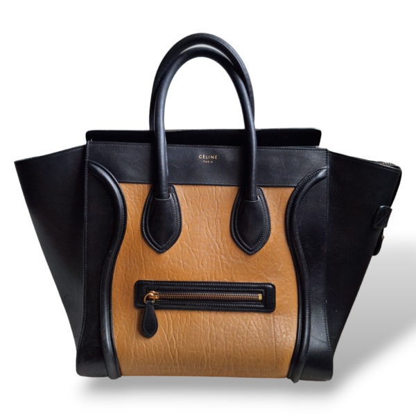 Bolsa Celine Luggage Média Bege e Preta 