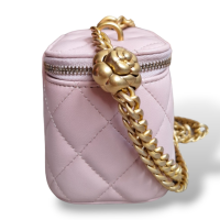Bolsa Chanel Vanity Mini Rosa Ferragem Gold