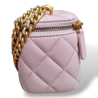 Bolsa Chanel Vanity Mini Rosa Ferragem Gold