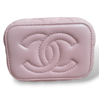 Bolsa Chanel Vanity Mini Rosa Ferragem Gold