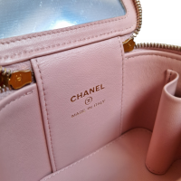 Bolsa Chanel Vanity Mini Rosa Ferragem Gold