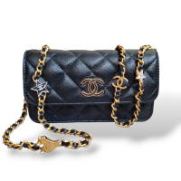 Bolsa Chanel Wallet On Chain Caviar Preta com Ferragem Gold e Strass