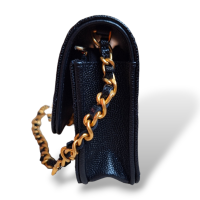 Bolsa Chanel Wallet On Chain Caviar Preta com Ferragem Gold e Strass