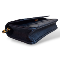 Bolsa Chanel Wallet On Chain Caviar Preta com Ferragem Gold e Strass