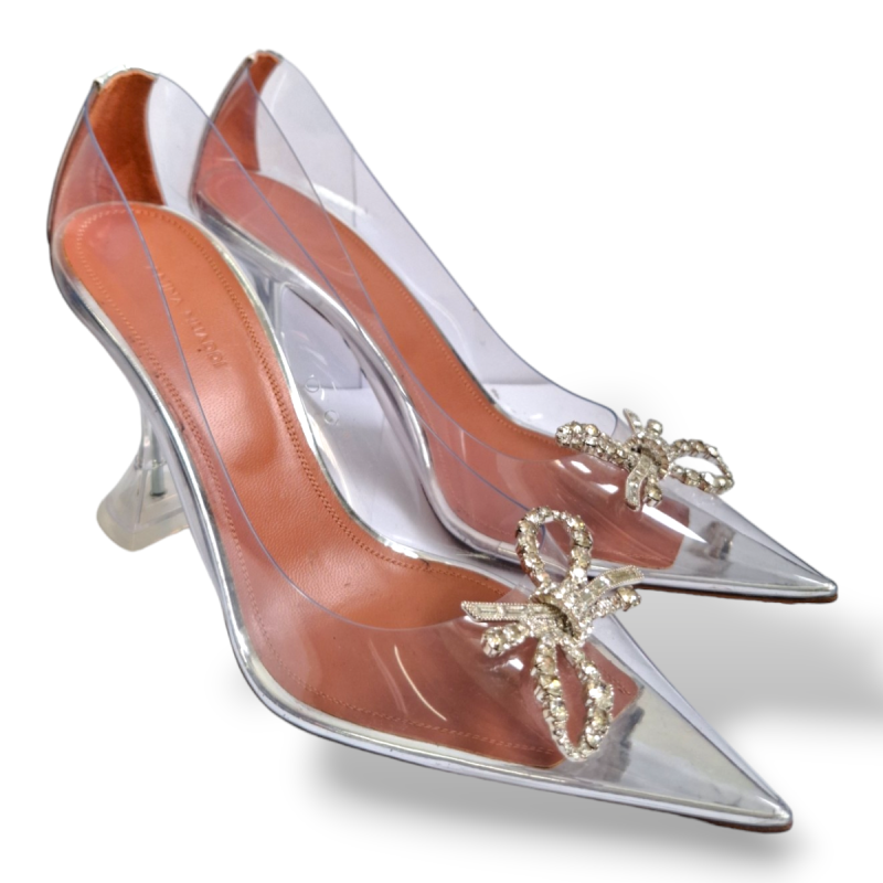 Scarpin Amina Muaddi Rosie PVC Transparente