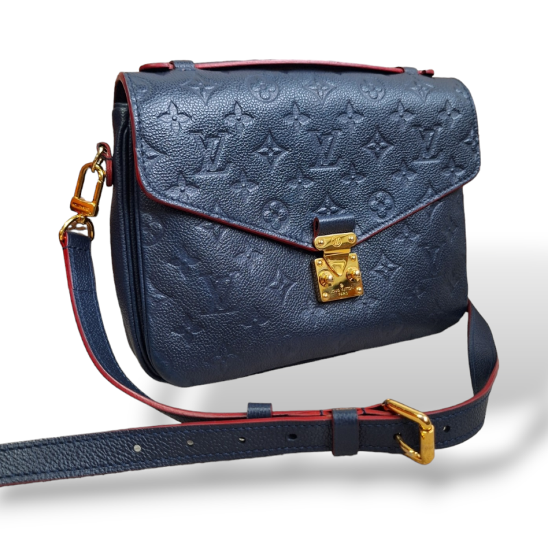 Bolsa Louis Vuitton Métis Azul Marinho com Debrum Vermelho 