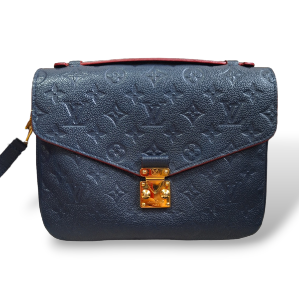 Bolsa Louis Vuitton Métis Azul Marinho com Debrum Vermelho 