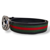 Cinto Gucci Jacquard Listra Verde e Vermelho-85
