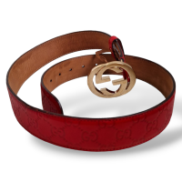 Cinto Gucci GG Couro Vermelho