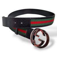 Cinto Gucci Jacquard Listra Verde e Vermelho-85