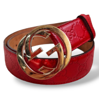 Cinto Gucci GG Couro Vermelho