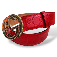 Cinto Gucci GG Couro Vermelho