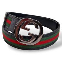 Cinto Gucci Jacquard Listra Verde e Vermelho-85