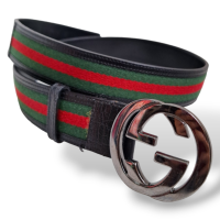 Cinto Gucci Jacquard Listra Verde e Vermelho-85