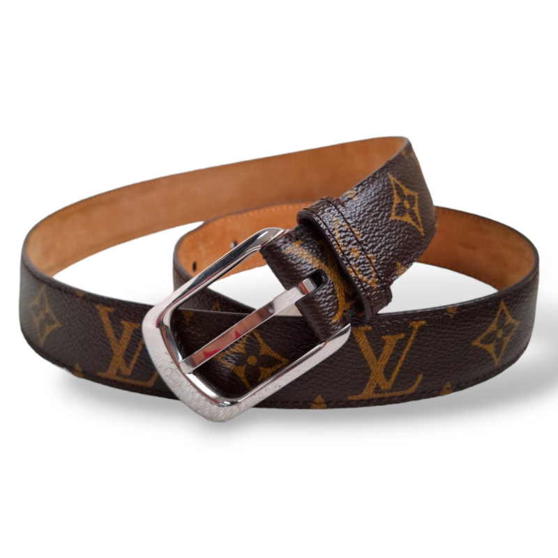 Cinto Louis Vuitton Monograma Fivela Prata 85