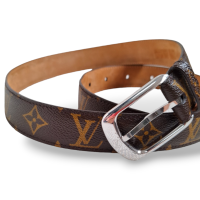Cinto Louis Vuitton Monograma Fivela Prata 85