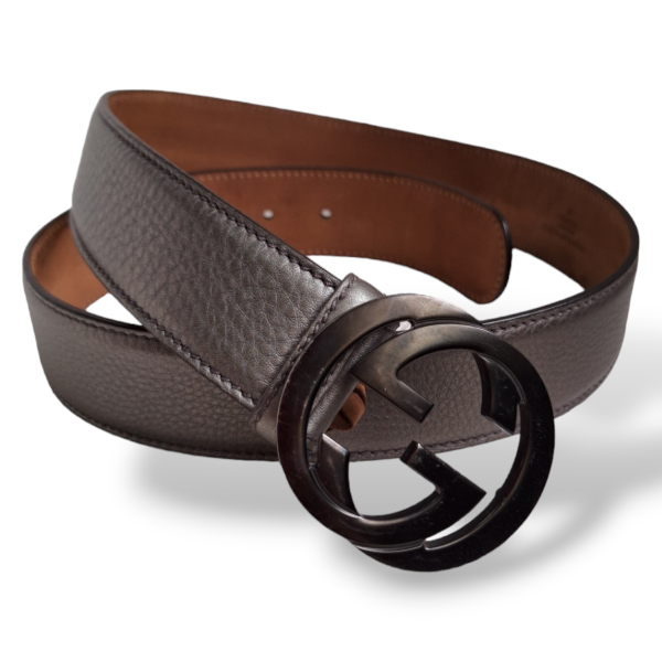 Cinto Gucci Cinza Metalizado-90