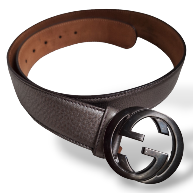 Cinto Gucci Cinza Metalizado-90