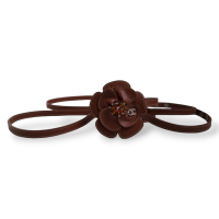 Cinto Chanel Fino Marrom C/ Flor