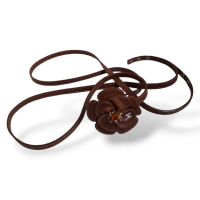 Cinto Chanel Fino Marrom C/ Flor