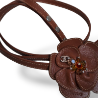 Cinto Chanel Fino Marrom C/ Flor