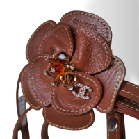 Cinto Chanel Fino Marrom C/ Flor