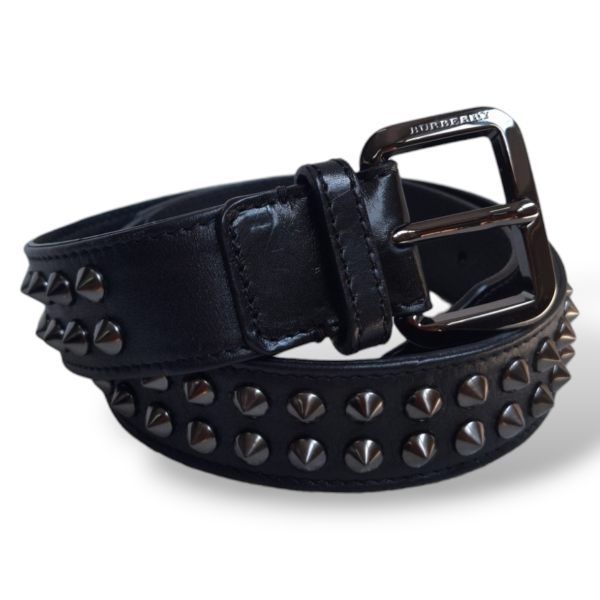 Cinto Burberry Spikes Couro Preto