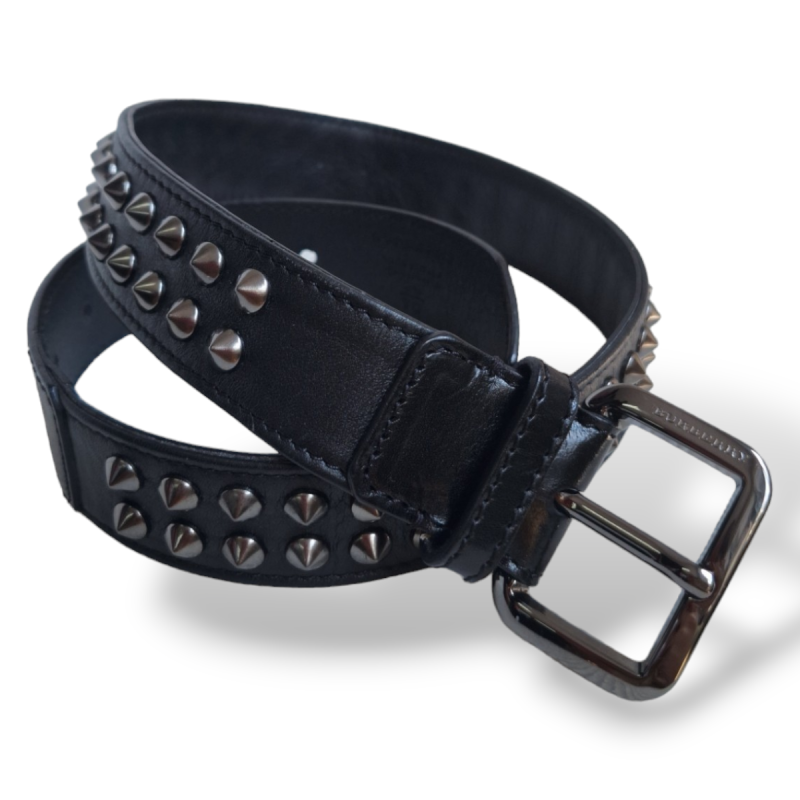 Cinto Burberry Spikes Couro Preto