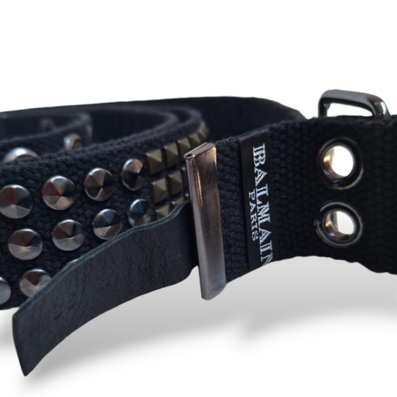 Cinto Balmain Preto em Tecido com Spikes