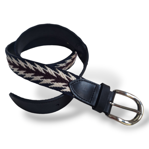 Cinto Isabel Marant Couro Preto com Estampa Azul e Vinho-95