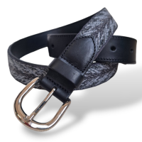 Cinto Isabel Marant Couro Preto com Estampado Cinza
