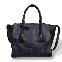 Bolsa Prada Glace Calf Twin Pocket Tote Preta e Azul Marinho