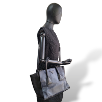 Bolsa Prada Glace Calf Twin Pocket Tote Preta e Azul Marinho
