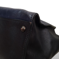 Bolsa Prada Glace Calf Twin Pocket Tote Preta e Azul Marinho