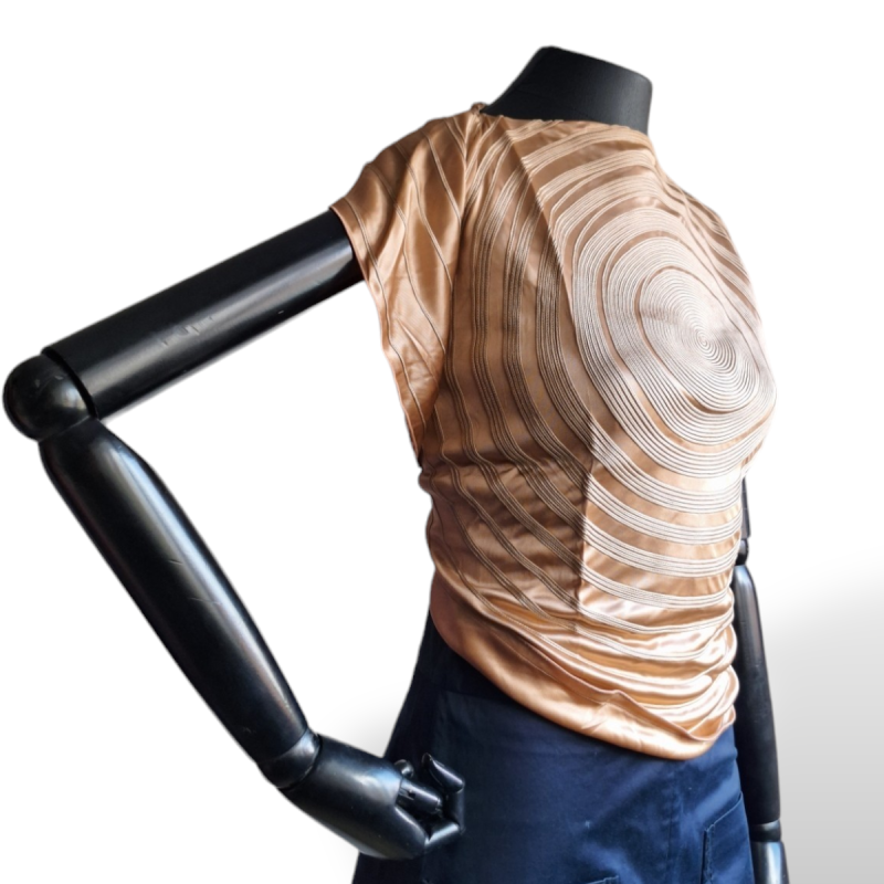 Blusa Fendi de Amarrar em Cetim Bege 