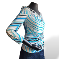 Blusa Emilio Pucci Azul com Branco Estampado
