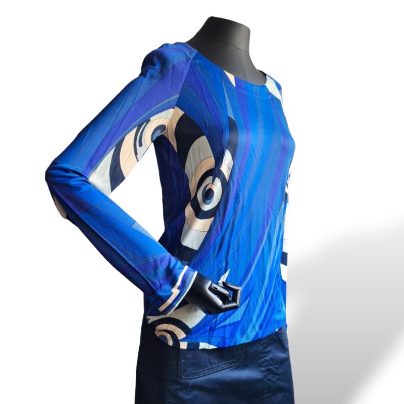 Blusa Emilio Pucci Azul com Roxo Estampado - 36