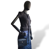 Bolsa Gianni Versace Preta em Cetim com Swarovski