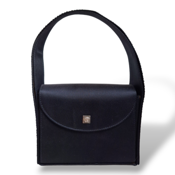 Bolsa Gianni Versace Preta em Cetim com Swarovski