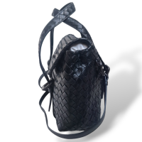 Bolsa Bottega Veneta Intrecciato Turnlock Flap Preto