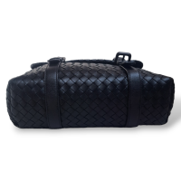 Bolsa Bottega Veneta Intrecciato Turnlock Flap Preto